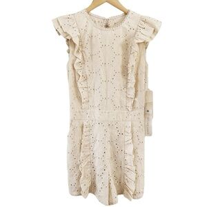 Boho Romper Daisy Eyelet Happy X Nature Kate Hudson Ivory Beige Coquette Size 2